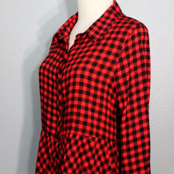 Love Notes Cabin Buffalo Button Down Peplum Top Size M - Picture 2 of 10
